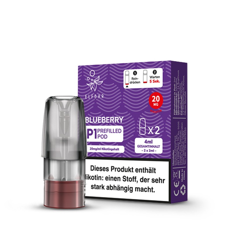 2x Elfbar Mate 500 | P1 Pod | Blueberry | 20mg Nikotinsalz