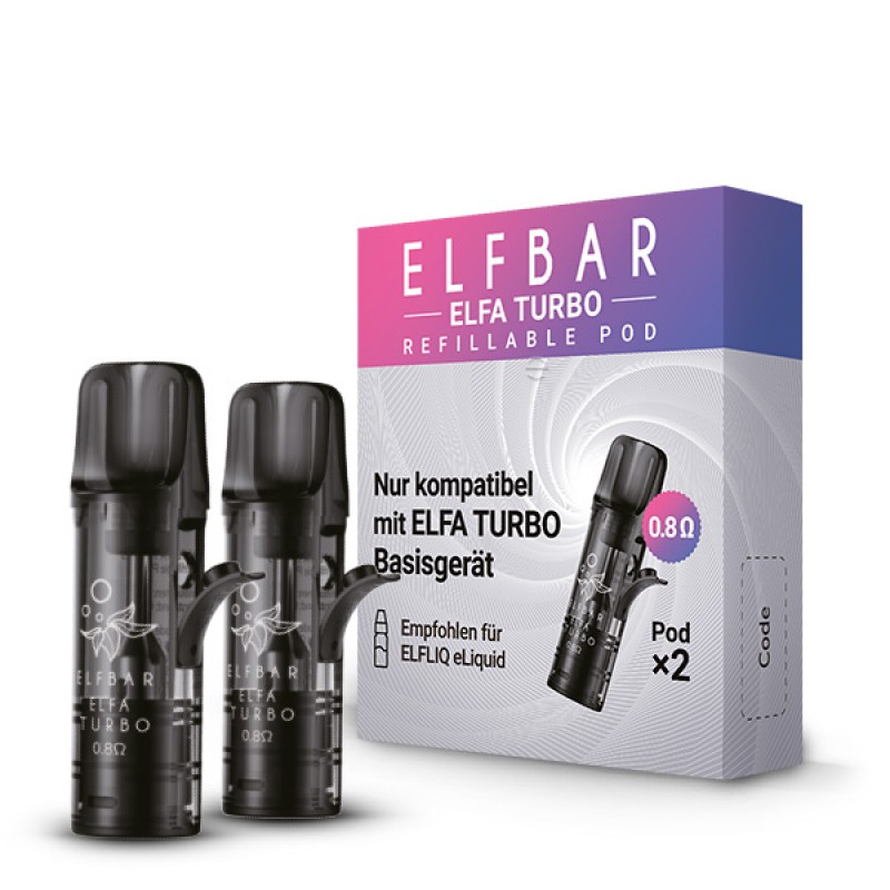 2x Elfbar | Elfa Turbo | refillable Pod | 0.8 Ohm ...