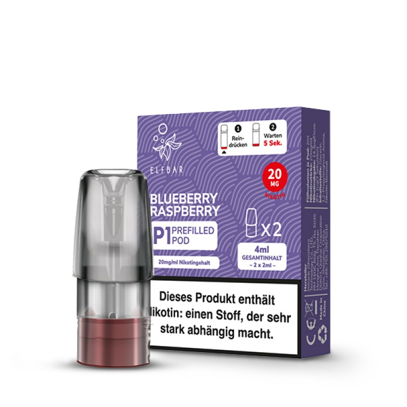 2x Elfbar Mate 500 | P1 Pod | Blueberry Raspberry | 20mg Nikotinsalz