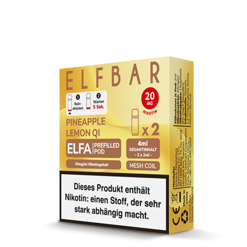 Elfbar | ELFA CP | Pineapple Lemon Qi | 2x Prefilled Pod