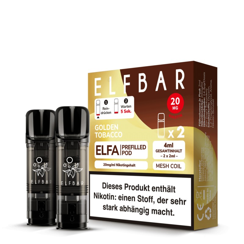 Elfbar | ELFA | Golden Tobacco | 2x Prefilled Pod