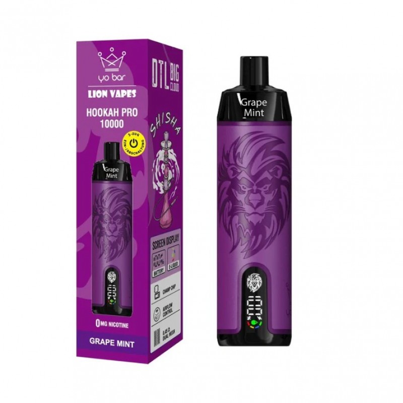 Lion Vapes | Grape Mint | Einweg E-Zigarette Nikotinfrei 10 ml
