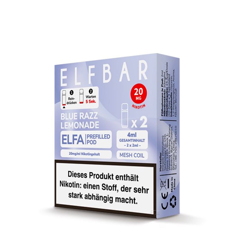 Elfbar | Blue Razz Lemonade | Elfa Pod (2 Stück) Nikotinsalz 20mg