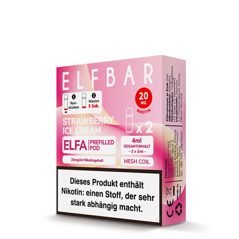 Elfbar | Strawberry Ice Cream | Elfa Pod (2Stück) 20mg