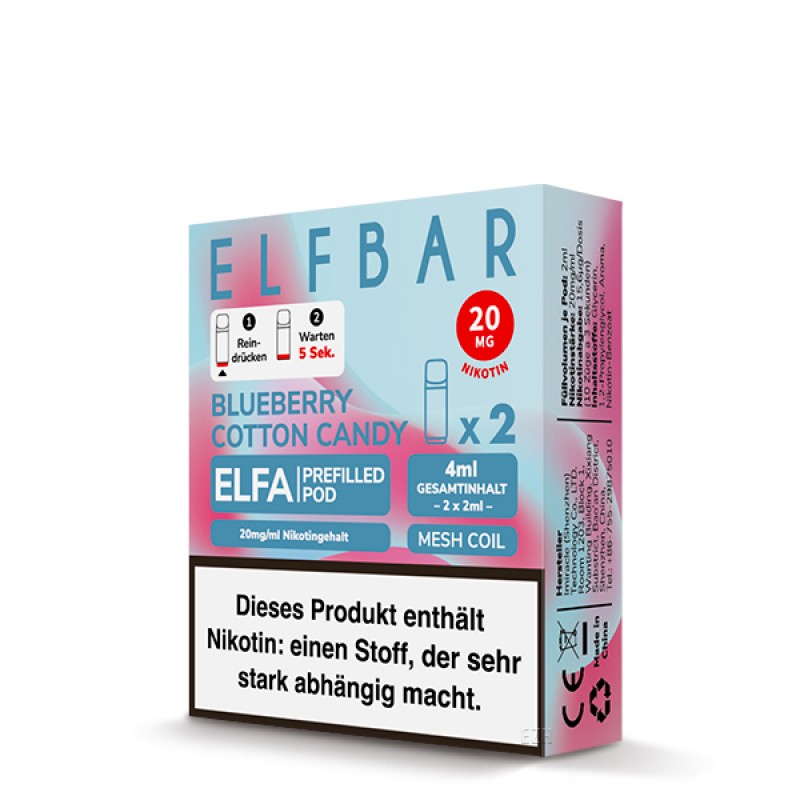 Elfbar | Blueberry Cotton Candy | Elfa Pod (2Stück) 20mg