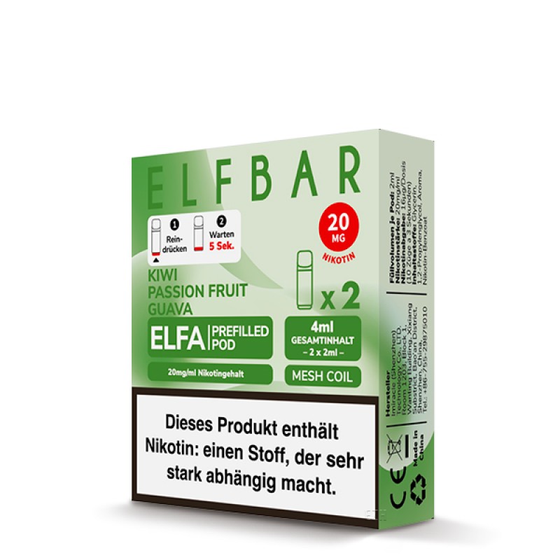 Elfbar | Kiwi Passion Fruit Guava | Elfa Pod (2Stück) 20mg