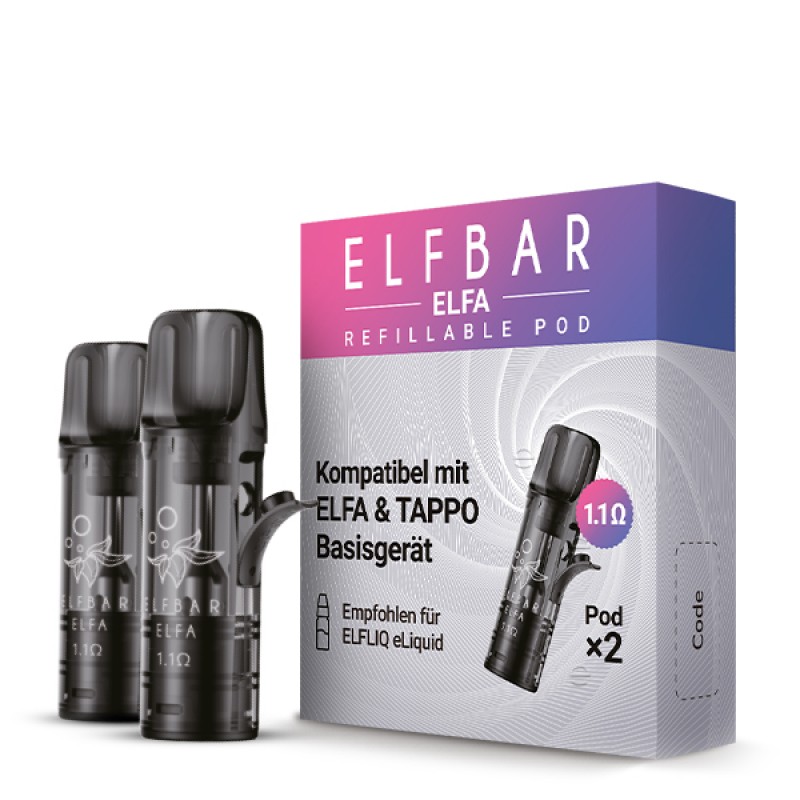 2x Elfbar | Elfa Turbo | refillable Pod | 1.1 Ohm (Kompatibel mit Elfbar Elfa Akkuträger)