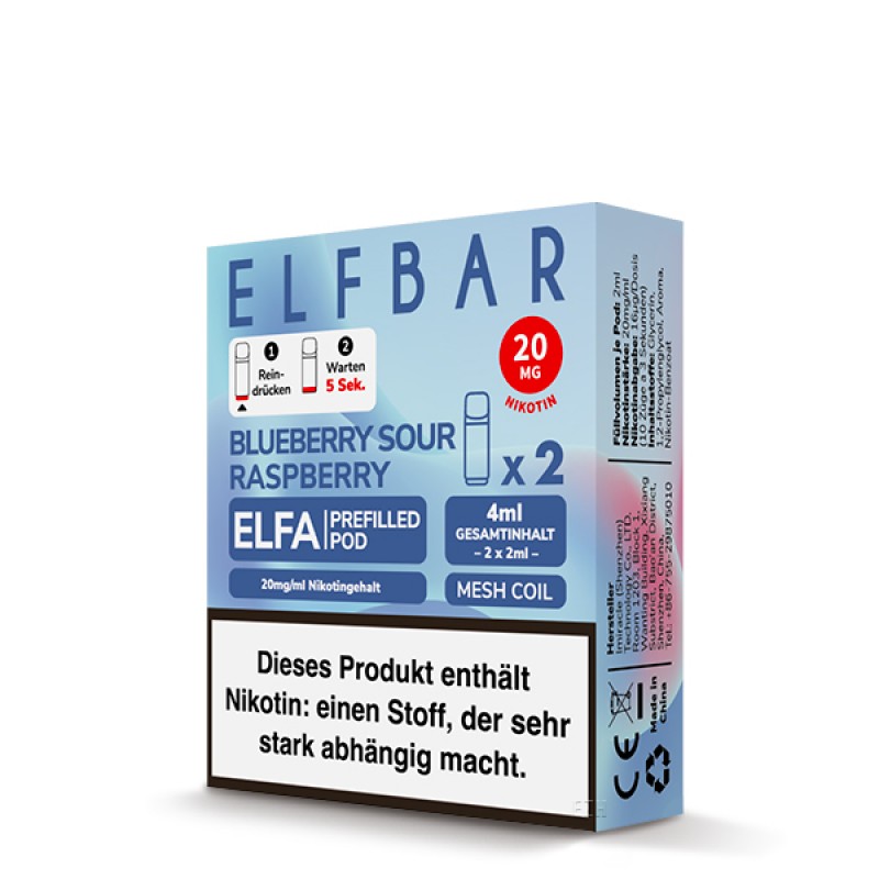 Elfbar | Blueberry Sour Raspberry | Elfa Pod (2Stück) 20mg