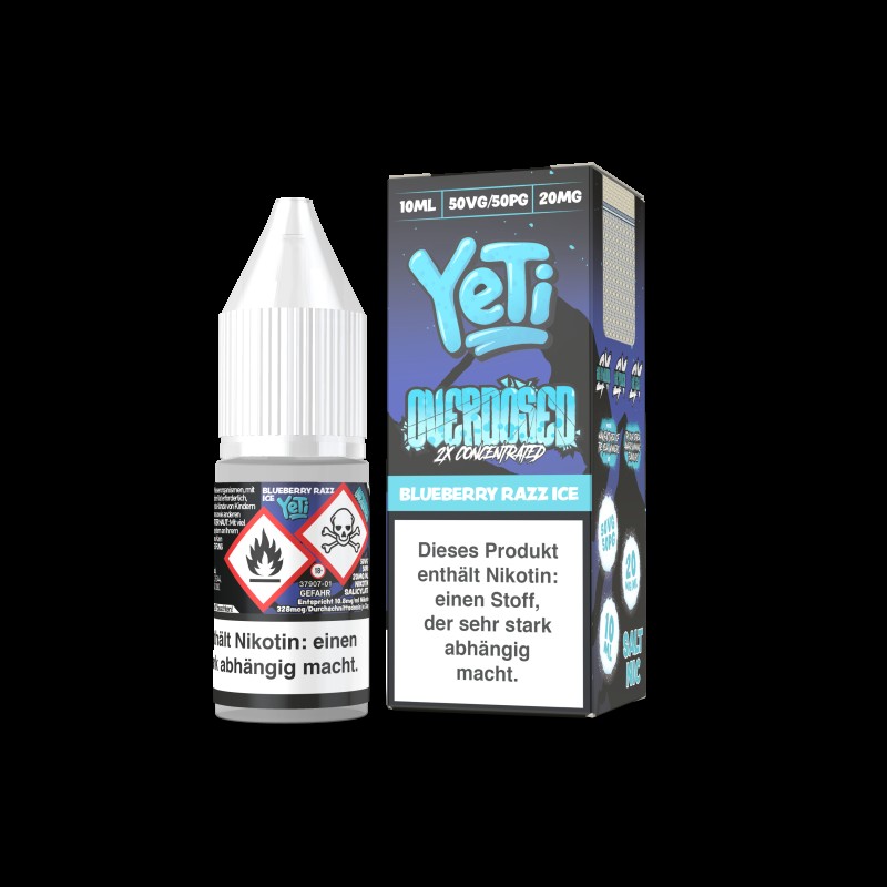 Yeti Overdosed 10ml Liquid | Blueberry Razz Ice | 20mg Nikotinsalz